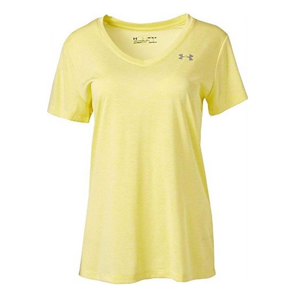 NEW Under Armour Women's Tech Twist V-neck Top size M Yellow - Picture 6 of 6